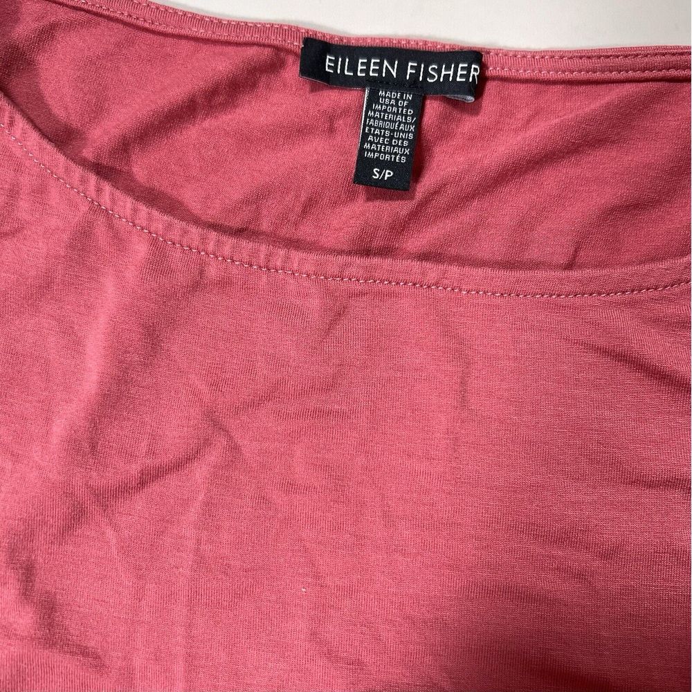 Eileen Fisher Rose Pink Short Sleeve T-Shirt Dress Boat Neck Shift Small S/P‎